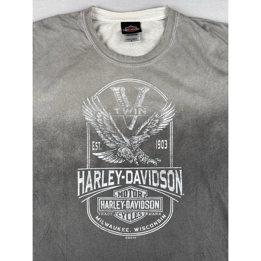 Harley Davidson Twin V Eagle Gradient Fade Dealer T Shirt Winona MN Large - Picture 3 of 13